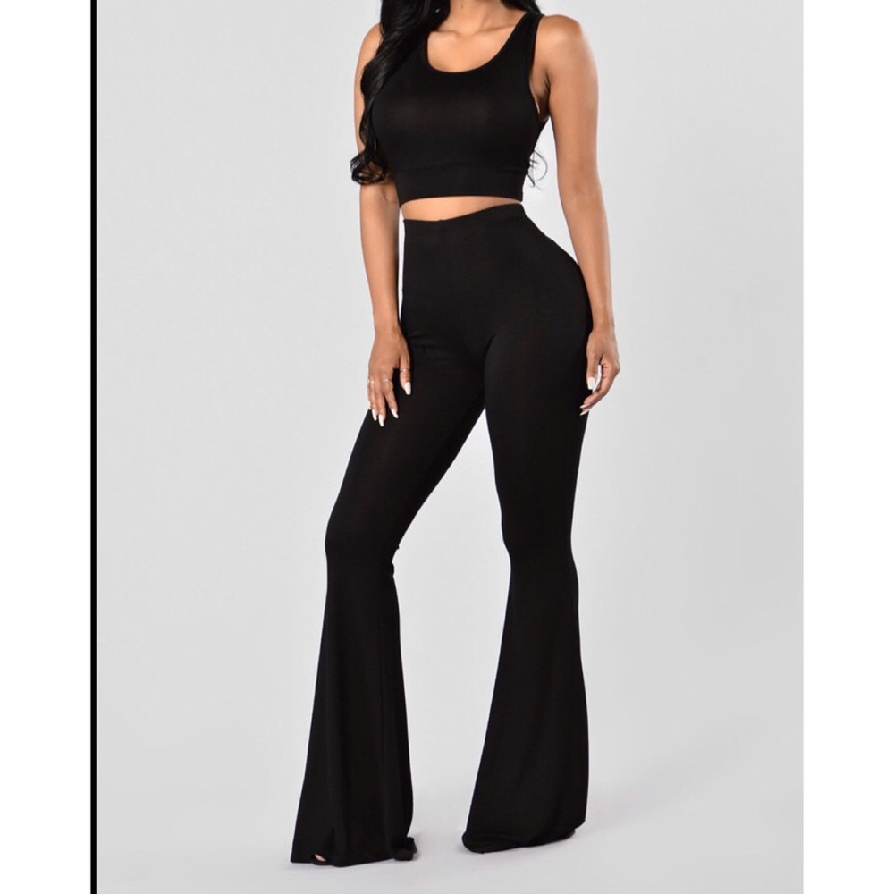 NWT Black Crop Top & Pants Matching Set